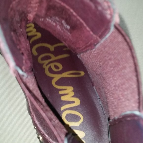 Sam Edelman gold studded plum leather slip on ankle boots - Picture 5 of 6